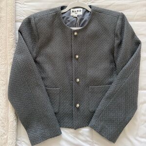NA-KD Women's Gray Textured Blazer